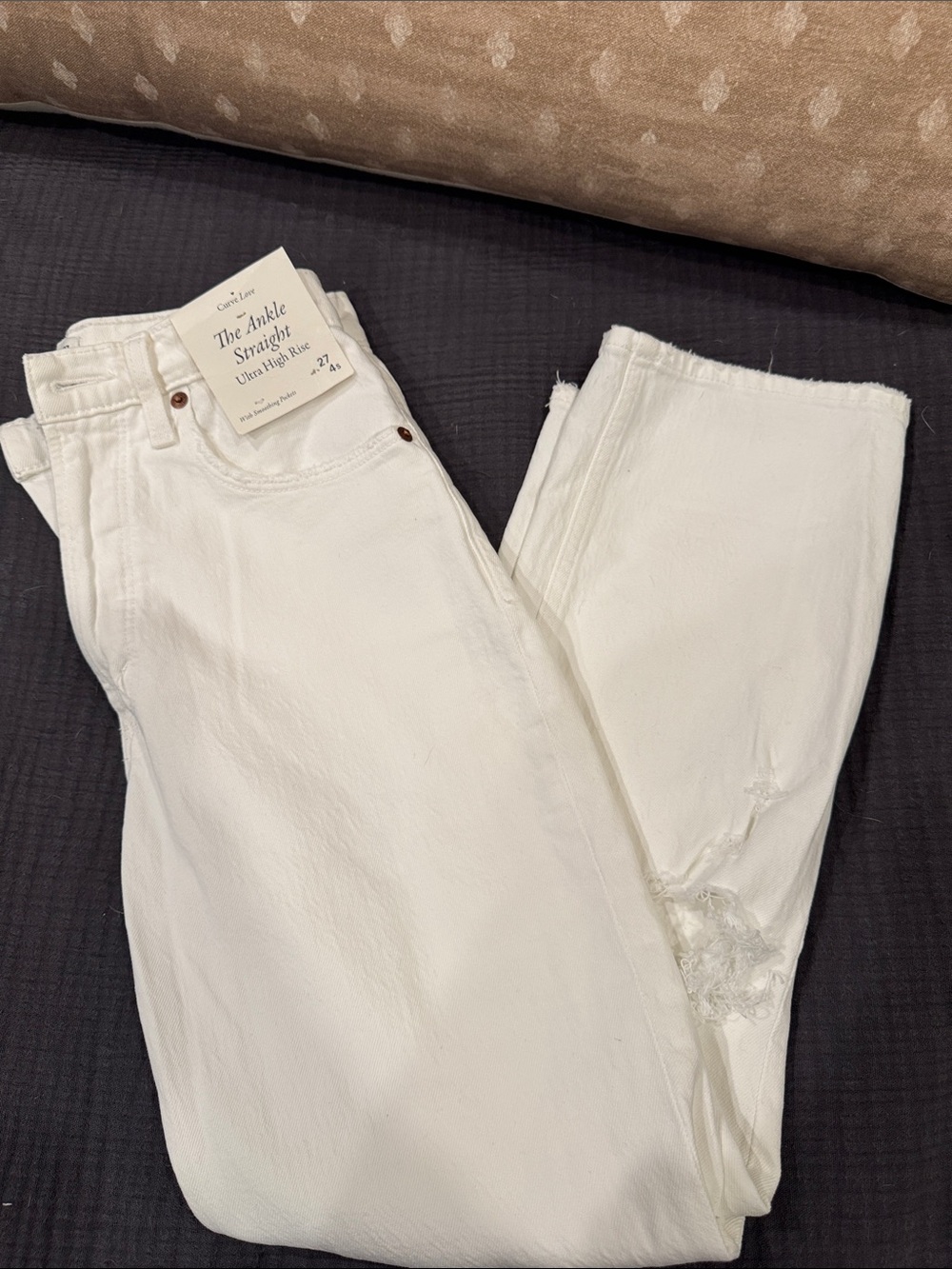 Abercrombie & Fitch White Ankle Straight Jeans